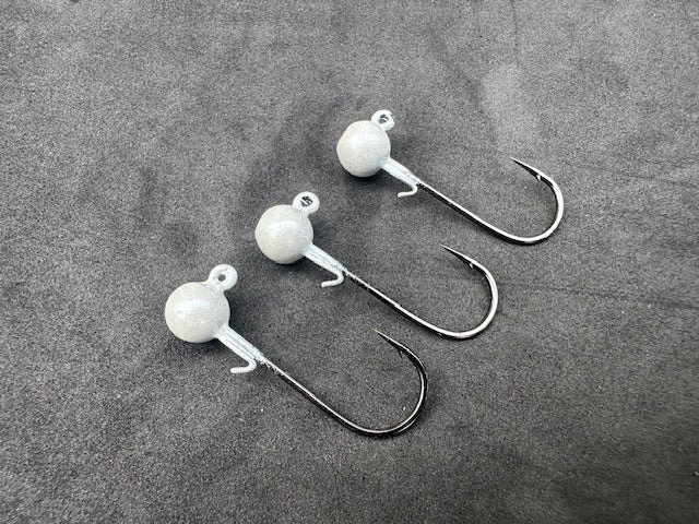 1/8 oz Pearl Jig Head with Worm Keep (3 Pack)