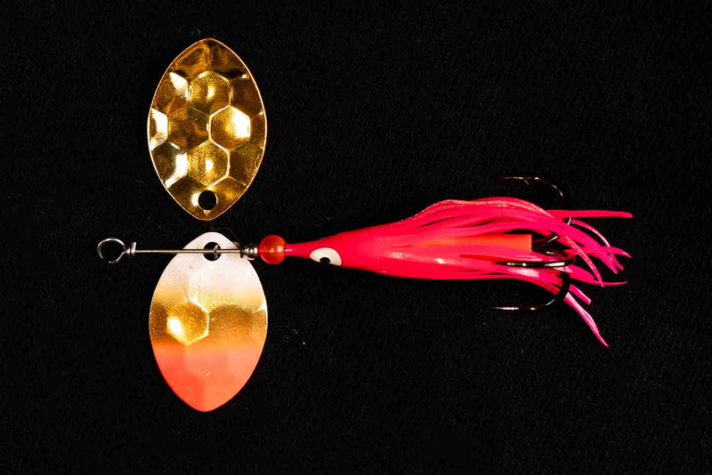 Load image into Gallery viewer, 3.5 Cascade &quot;Gold Santa&quot; Salmon Spinner (single spinner)
