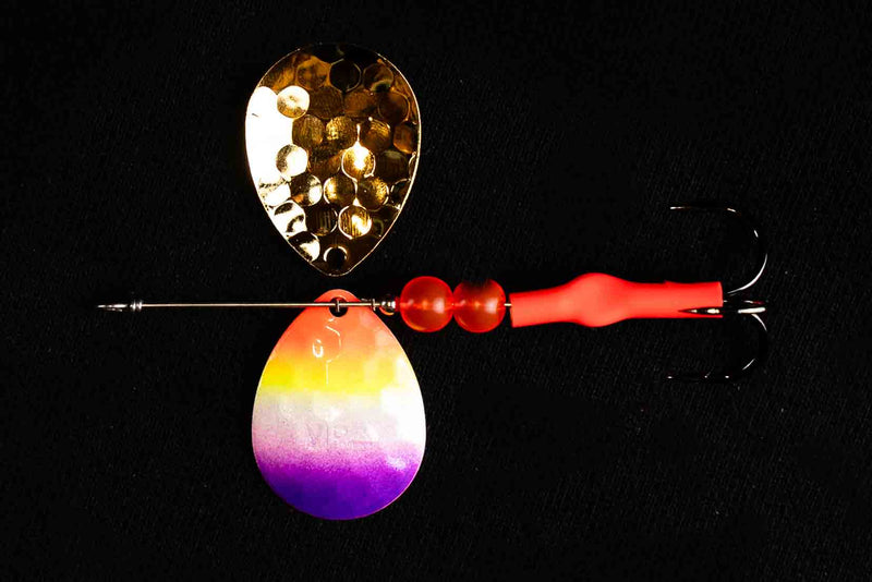 Load image into Gallery viewer, #4.5 Colorado &quot;Purple Tip Rainbow&quot; Salmon Spinner (single spinner)
