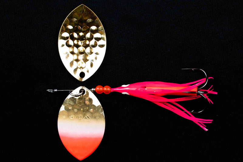 Load image into Gallery viewer, #5 Cascade &quot;Gold Santa Hat&quot; Salmon Spinner (single spinner)

