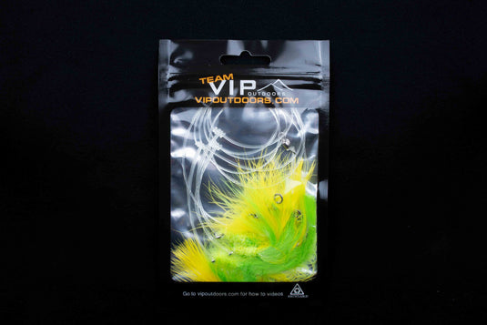 VIP Triple Hook Shrimp Flies "Yellow/Green" (80lb)