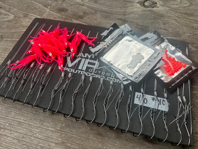 19, 4/0, 40# Salmon, DIY PINK HOOCHIE Soft Spinner Leader Kits