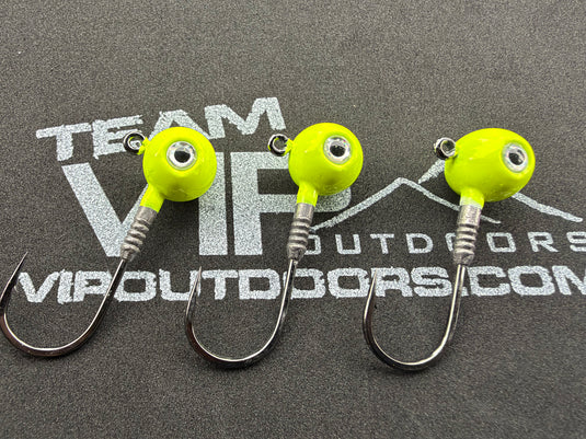 3/4 oz Round (Chartreuse) Jig Head.