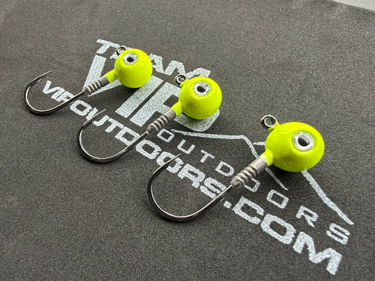 3/4 oz Round (Chartreuse) Jig Head.