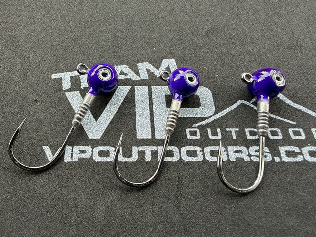 Load image into Gallery viewer, 1/2 oz Round (Purple) Jig Head. #3/0 2x Strong Hook (3PK)
