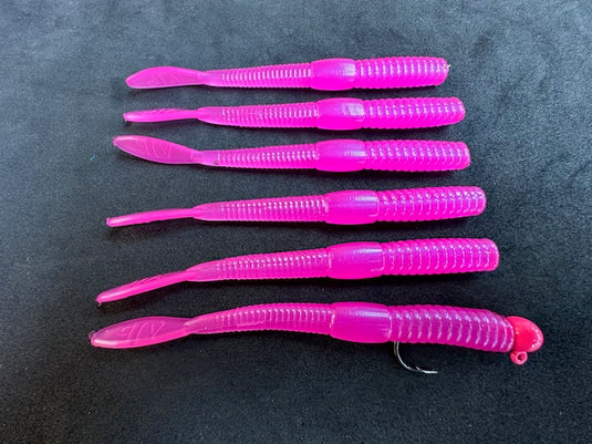 4" (Clack Cerise) Steelhead Worms (6 Pack)