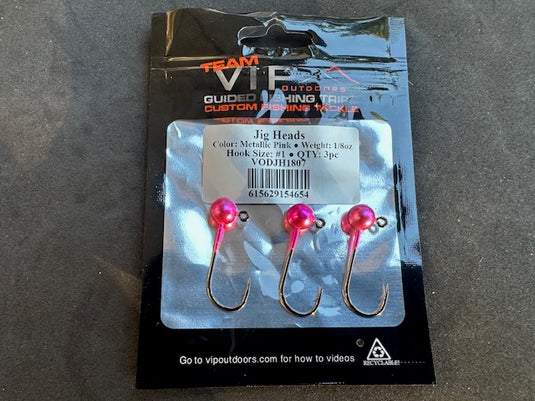 1/8 oz METALLIC PINKJig Head. #1, 2x Strong Hook (3PK)