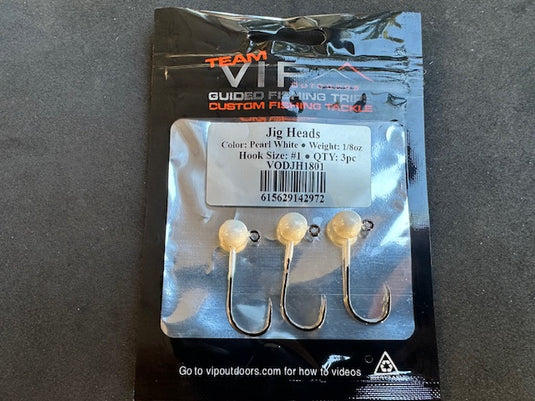 1/8 oz PEARL WHITE Jig Head. #1, 2x Strong Hook (3PK)