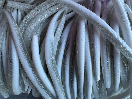 9" White/Silver Eel - Single Bait