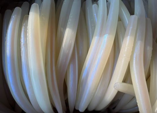 9" Glow/Pearl  Eel - Single Bait