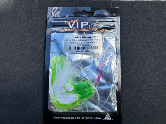 VIP Double Hook Shrimp Flies "Green/White" (60lb)