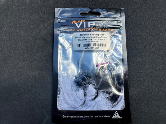 VIP Triple Hook Shrimp Flies "Black/White" (80lb)