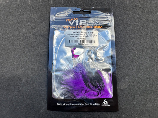 VIP Triple Hook Shrimp Flies "Purple Black" (80lb)