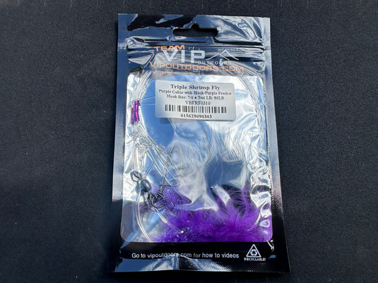 VIP Double Hook Shrimp Flies "Purple/Black" (60lb)
