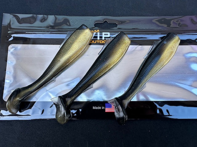 Load image into Gallery viewer, 4.5” VIP  “Gold/Black” Swim Bait (3 pack)
