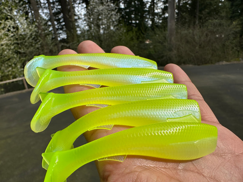 Load image into Gallery viewer, 3” VIP “Chartreuse/Pearl” Swim Bait (3 pack)
