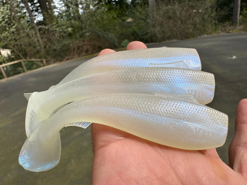 Load image into Gallery viewer, 4.5” VIP  “Glow Pearl” Swim Bait (3 pack)
