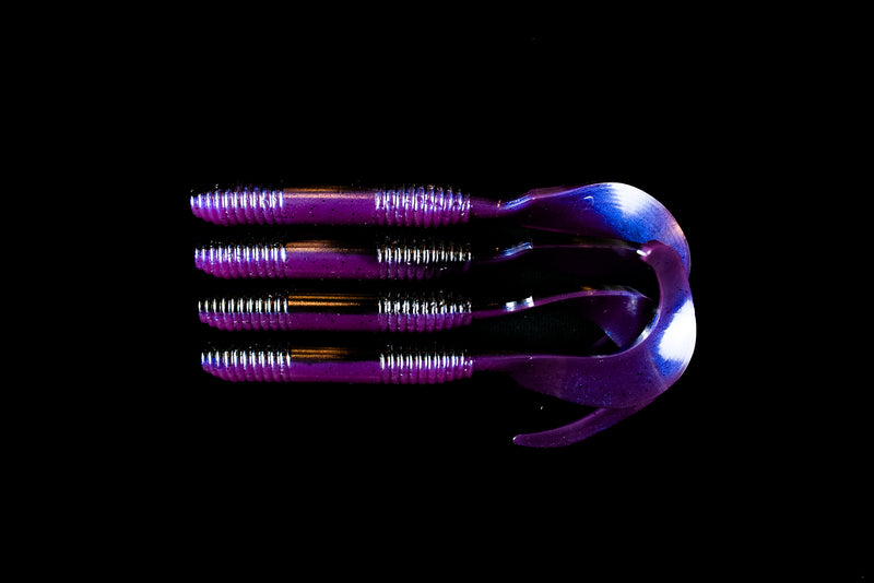 Load image into Gallery viewer, 6&quot; &quot;Purple Reaper&quot; Curly Tail - 4 Pack
