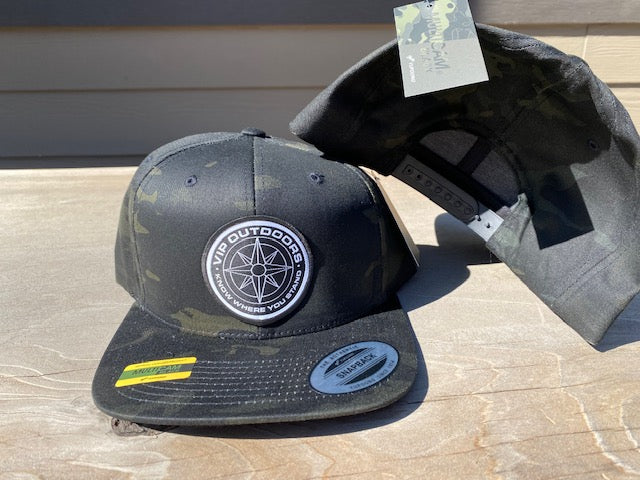 VIP Compass Hat, Black Camo Snap Back – VIP Outdoors